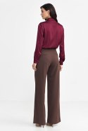 Spodnie z zakładkami wide leg SD102 Brown - Nife Nife