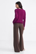 Spodnie z zakładkami wide leg SD102 Brown - Nife Nife