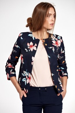 Żakiet bez kołnierzyka Z26 Navy/Flowers - Nife Nife