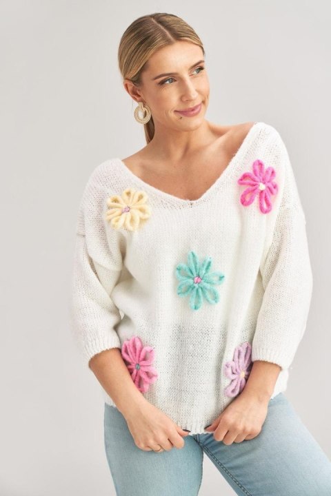 Sweter Damski Model M994 Ecru - Figl Figl Sweter Damski Model M994 Ecru - Figl Figl