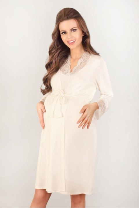 Szlafrok Damski Model 3023 Ecru - Lupo Line Lupo Line Szlafrok Damski Model 3023 Ecru - Lupo Line Lupo Line