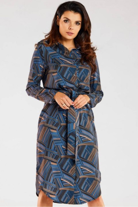 Sukienka Model A465 Navy/Brown Pattern - awama Awama