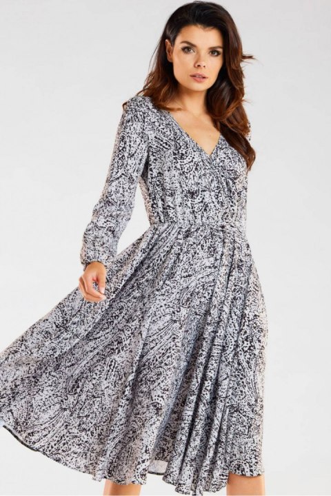 Sukienka Model A466 Black/White Pattern - awama Awama Sukienka Model A466 Black/White Pattern - awama Awama