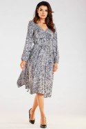 Sukienka Model A466 Black/White Pattern - awama Awama Sukienka Model A466 Black/White Pattern - awama Awama