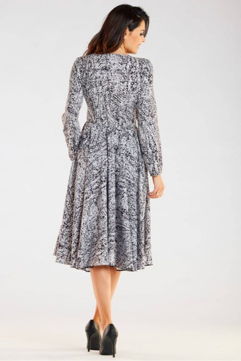Sukienka Model A466 Black/White Pattern - awama Awama Sukienka Model A466 Black/White Pattern - awama Awama