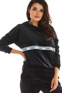 Bluza Damska Model A371 Black Welur - awama Awama Bluza Damska Model A371 Black Welur - awama Awama