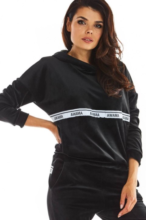 Bluza Damska Model A371 Black Welur - awama Awama Bluza Damska Model A371 Black Welur - awama Awama