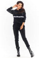 Bluza Damska Model A371 Black Welur - awama Awama Bluza Damska Model A371 Black Welur - awama Awama