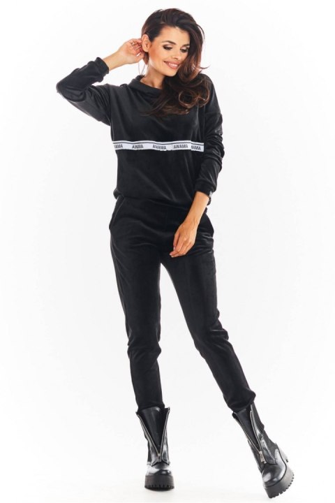 Bluza Damska Model A371 Black Welur - awama Awama Bluza Damska Model A371 Black Welur - awama Awama