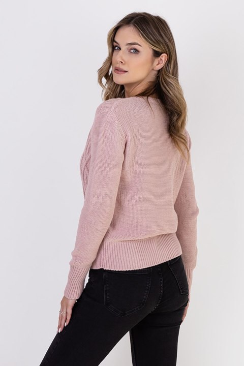 Sweter Damski Model SWE317 Powder Pink - MKM MKM Sweter Damski Model SWE317 Powder Pink - MKM MKM
