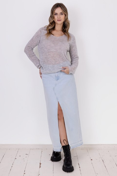 Sweter Damski Model SWE320 Light Grey - MKM MKM Sweter Damski Model SWE320 Light Grey - MKM MKM