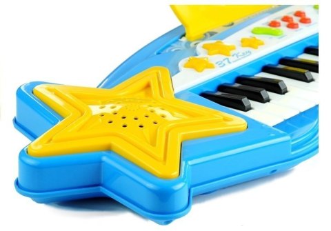 Duży Keyboard 37 Klawiszy MP3 + Mikrofon Niebieski LEAN Toys Duży Keyboard 37 Klawiszy MP3 + Mikrofon Niebieski LEAN Toys