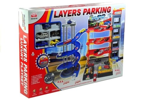 Parking Poziomowy Tor Winda 4 Autka Helikopter LEAN Toys Parking Poziomowy Tor Winda 4 Autka Helikopter LEAN Toys