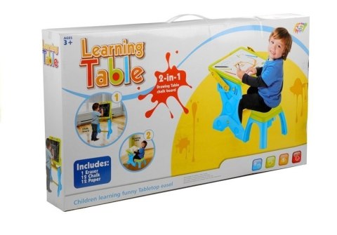 Tablica Kredowa Stolik 2w1 Akcesoria Kredy Stołek LEAN Toys