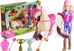 Zestaw Lalka i Koń w Stajni + Akcesoria Biały LEAN Toys