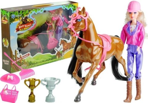 Zestaw Lalka i Koń w Stajni + Akcesoria Brązowy LEAN Toys Zestaw Lalka i Koń w Stajni + Akcesoria Brązowy LEAN Toys