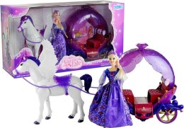 Zestaw Lalka w Karocy Koń do Czesania Dźwięki Fiolet LEAN Toys