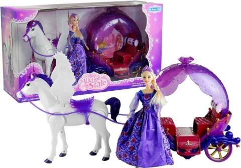 Zestaw Lalka w Karocy Koń do Czesania Dźwięki Fiolet LEAN Toys Zestaw Lalka w Karocy Koń do Czesania Dźwięki Fiolet LEAN Toys