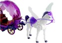Zestaw Lalka w Karocy Koń do Czesania Dźwięki Fiolet LEAN Toys