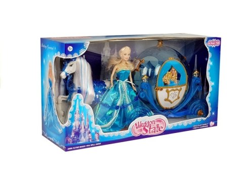 Zestaw Lalka w Karocy Koń do Czesania Niebieska LEAN Toys Zestaw Lalka w Karocy Koń do Czesania Niebieska LEAN Toys