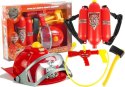 Zestaw Strażaka Dla Dziecka Kask Toporek Akcesoria Czerwony LEAN Toys