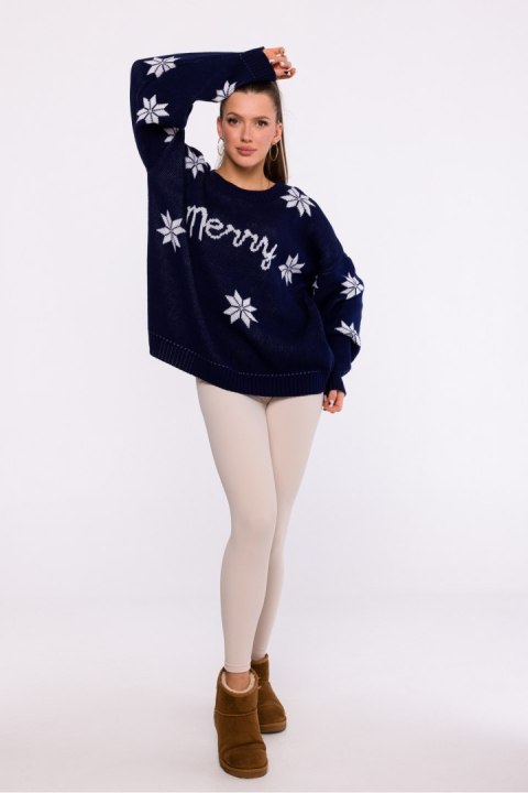 Sweter Damski Model MXS10 Navy - Moe Moe Sweter Damski Model MXS10 Navy - Moe Moe