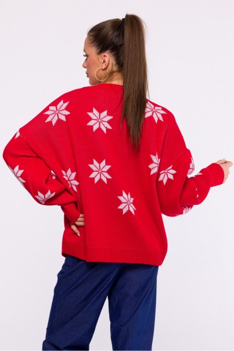 Sweter Damski Model MXS10 Red - Moe Moe Sweter Damski Model MXS10 Red - Moe Moe