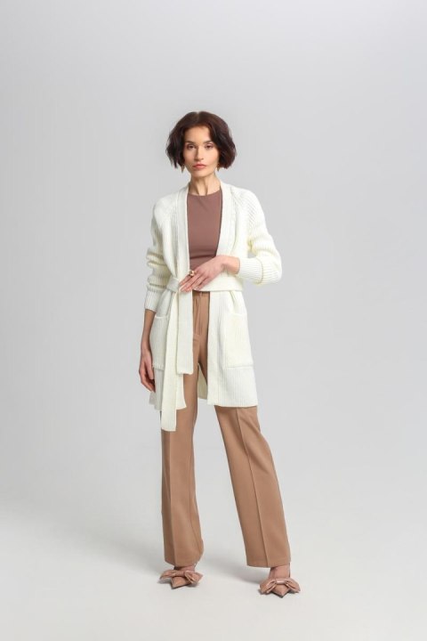 Sweter Kardigan Model SWE334 Ecru - MKM MKM Sweter Kardigan Model SWE334 Ecru - MKM MKM