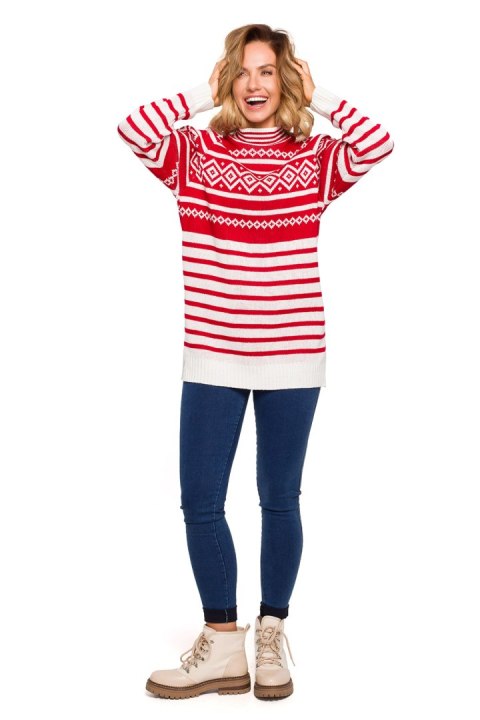 Sweter Damski Model MXS08 Red - Moe Moe Sweter Damski Model MXS08 Red - Moe Moe