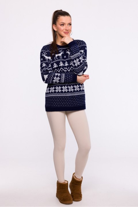 Sweter Damski Model MXS09 Navy - Moe Moe Sweter Damski Model MXS09 Navy - Moe Moe
