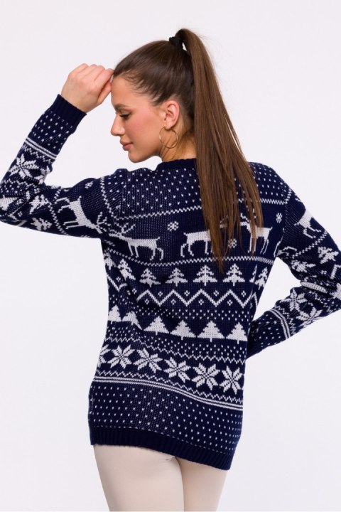 Sweter Damski Model MXS09 Navy - Moe Moe Sweter Damski Model MXS09 Navy - Moe Moe