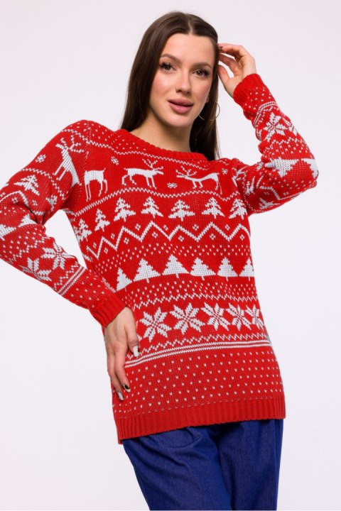 Sweter Damski Model MXS09 Red - Moe Moe Sweter Damski Model MXS09 Red - Moe Moe