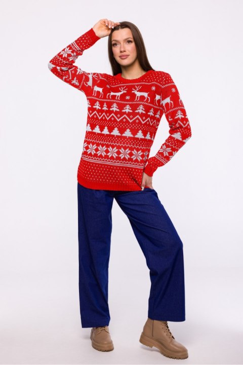 Sweter Damski Model MXS09 Red - Moe Moe Sweter Damski Model MXS09 Red - Moe Moe