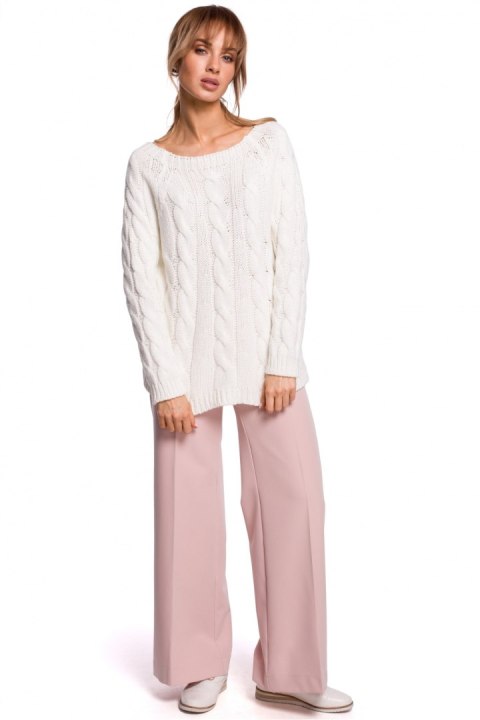 Sweter Damski Model MOE511 Ecru - Moe Moe Sweter Damski Model MOE511 Ecru - Moe Moe