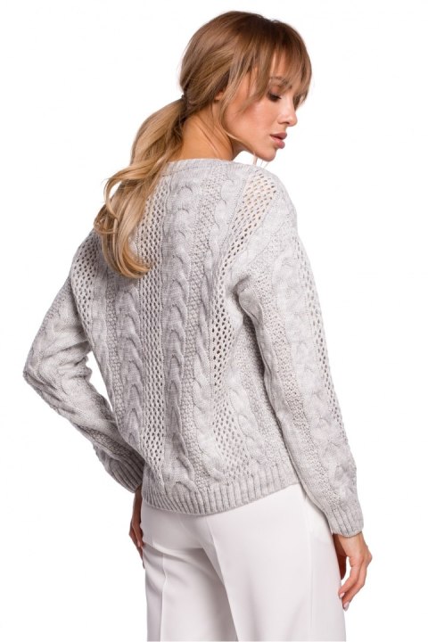 Sweter Damski Model MOE510 Grey - Moe Moe Sweter Damski Model MOE510 Grey - Moe Moe