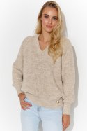 Sweter Damski Model S140 Beige Melange - Makadamia Makadamia