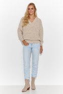 Sweter Damski Model S140 Beige Melange - Makadamia Makadamia