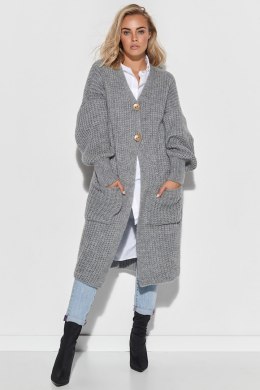 Sweter Kardigan Model S101 Grey Melange - Makadamia Makadamia