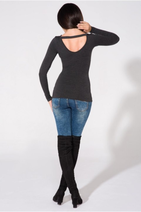 Bluzka Model T149 Dark Grey - Tessita Tessita Bluzka Model T149 Dark Grey - Tessita Tessita
