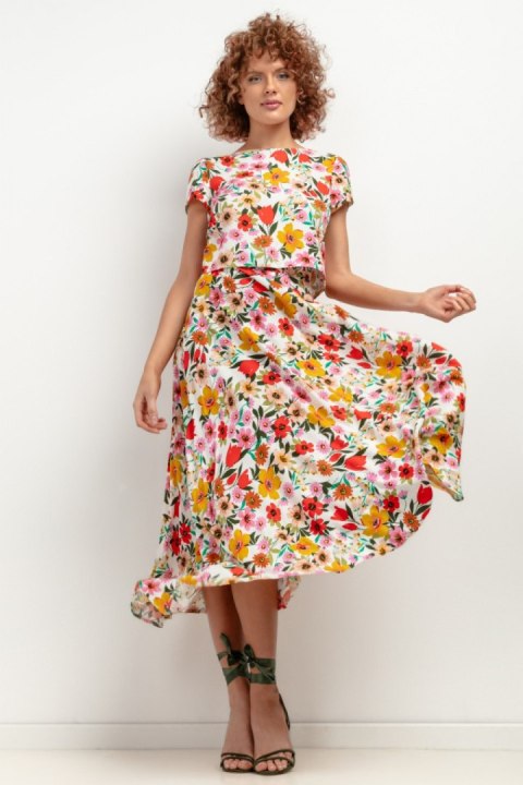 Spódnica Model T407 Kwiaty na białym tle - Tessita Tessita Spódnica Model T407 Kwiaty na białym tle - Tessita Tessita