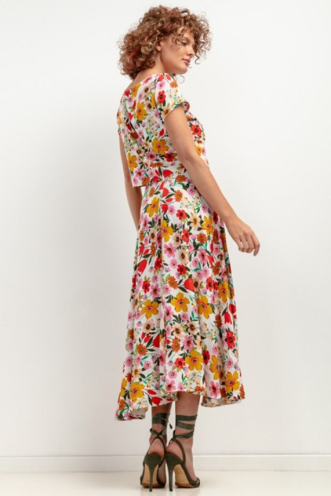 Spódnica Model T407 Kwiaty na białym tle - Tessita Tessita Spódnica Model T407 Kwiaty na białym tle - Tessita Tessita