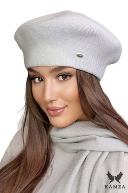 ARKADIA beret damski w pepitkę kolor beżowy - Kamea Kamea