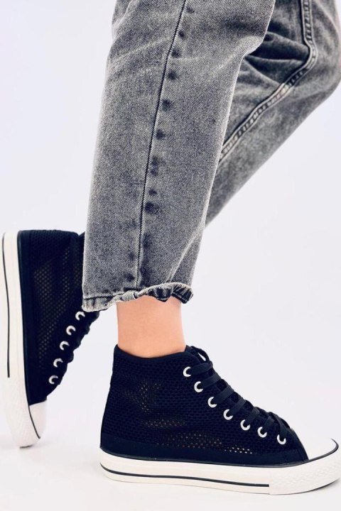 Ażurowe trampki za kostkę MOUSSE BLACK - Inello Inello Ażurowe trampki za kostkę MOUSSE BLACK - Inello Inello