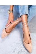 Baleriny bez pięty wiązane DENTONI NUDE - Inello Inello