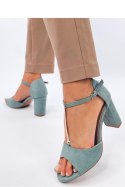 Sandałki na obcasie ze złotą ozdobą FERDI GREEN - Inello Inello Sandałki na obcasie ze złotą ozdobą FERDI GREEN - Inello Inello