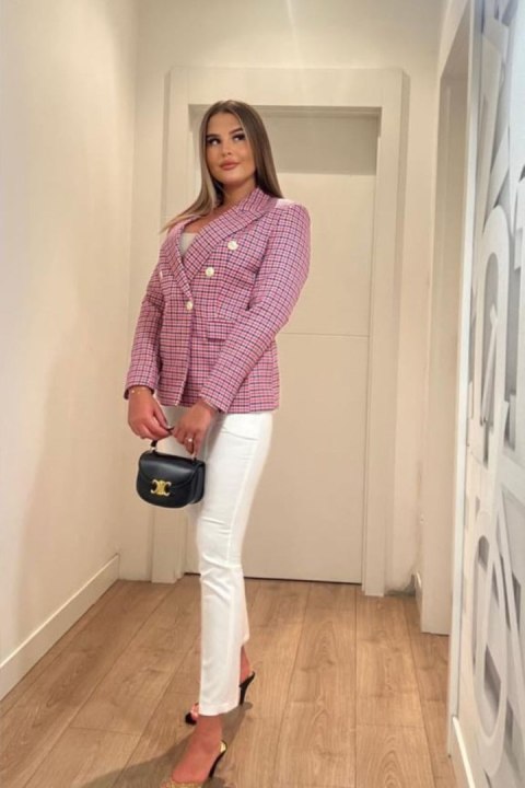 Marynarka Model 10 Amarant Pepitka - Cabba Cabba Marynarka Model 10 Amarant Pepitka - Cabba Cabba