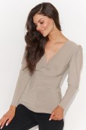 Bluzka Model NU461 Light Beige - Numinou Numinou Bluzka Model NU461 Light Beige - Numinou Numinou